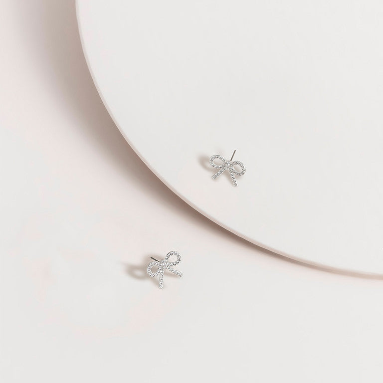 Cubic Zirconia Bow Stud Earrings