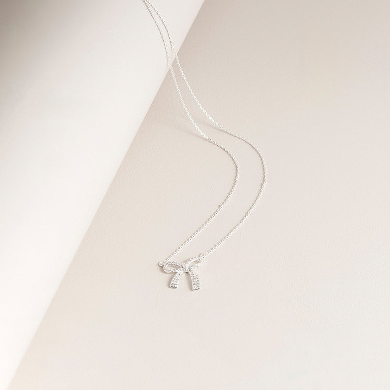 Cubic Zirconia Bow Pendant Necklace
