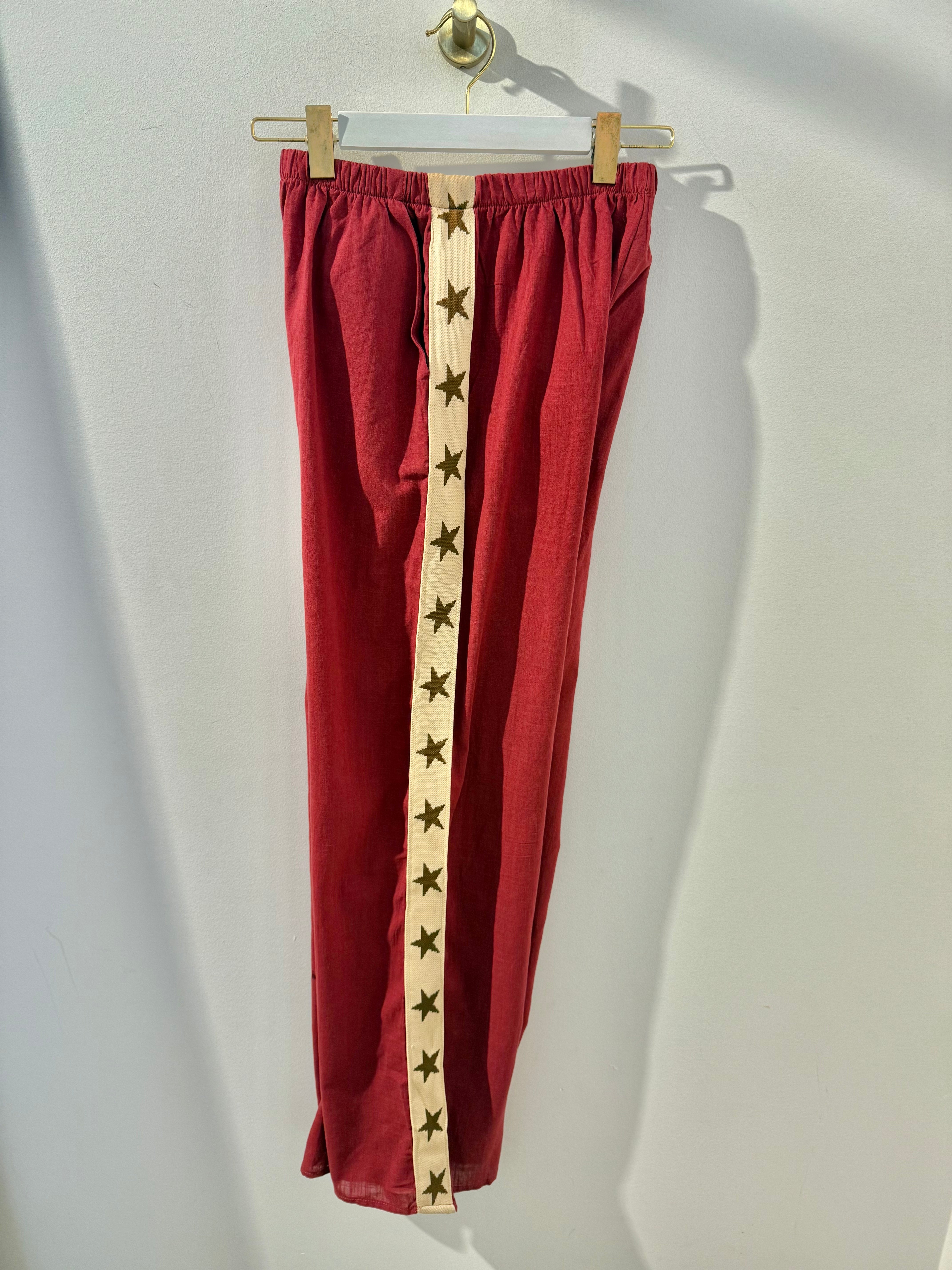 Burgundy Star Racer Pants